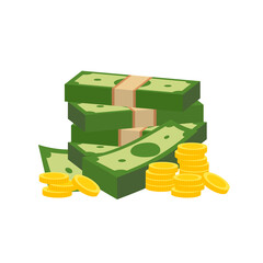 Naklejka premium Vector dollar bank note and coin, icon illustrations and vector