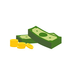 Vector dollar bank note and coin, icon illustrations and vector