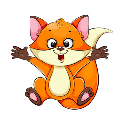 Cheerful foxy cartoon character
