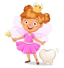 Cute little tooth fairy with crown