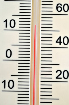 Thermom&egrave;tre avec une double graduation degr&eacute; centigrade et degr&eacute; fahrenheit en gos plan