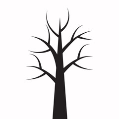 Abstract black tree. Tree vector icon. Nature illustration. White background. Stock image. EPS 10.