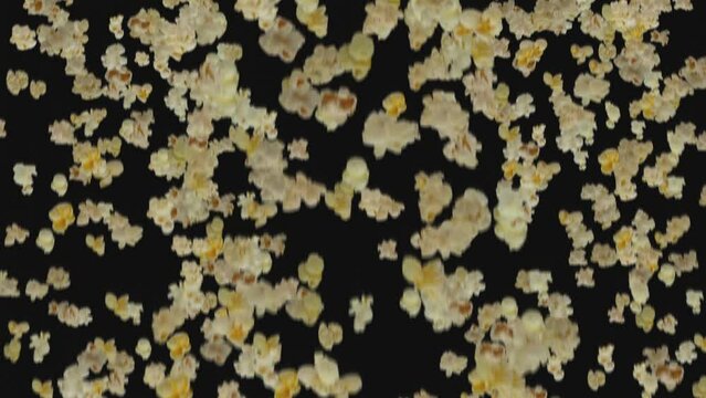 Popcorn rain on black background