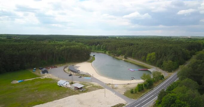 The Andrzejówka reservoir near Chmielnik. Sunny day