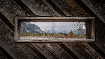 Old wooden window on a wall