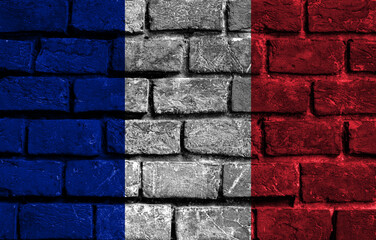 France flag on the grunge concrete wall