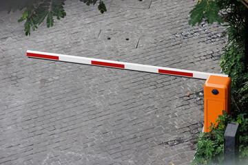 automatic barrier for home village security system with CCTV from top view.