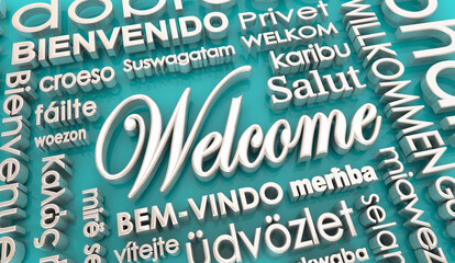 Welcome Words Translated Different International Languages Greetings 3d Illustration