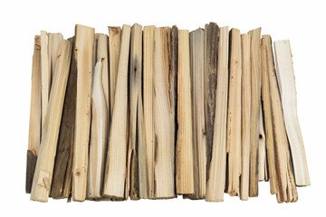  stack of kindling wood sticks isolated background