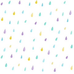 Seamless pattern with watercolor rain drops