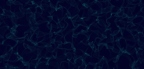 Warp surface.Wave of particles. Abstract background with a dynamic wave. Big data. 3d rendering.