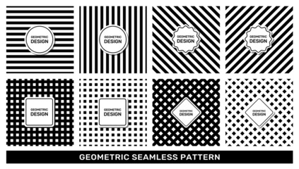 Abstract black line geometric pattern sample for decorative print design. Collection from square seamless texture swatches for product packaging, wrapping paper and textile design