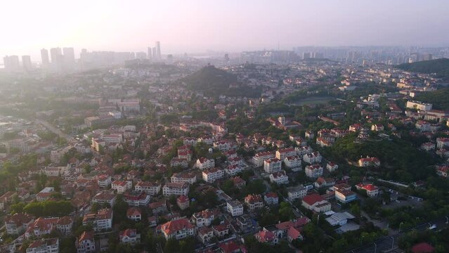 Aerial photography of Qingdao coastline scenery panorama