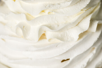 Close Up of a White Whipped or Sour Cream Cream for Cake Horizontal