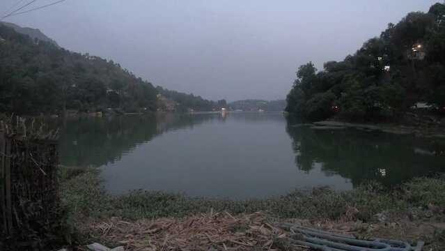 Lake near Neem Karoli Baba Ashram at dusk