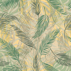 tropical background  palm leaves vector seamless pattern