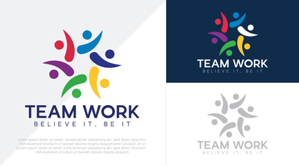 Fototapeta na wymiar Friendship, unity people care logo, Creative people logo, Teamwork, Connectivity Premium logo template 