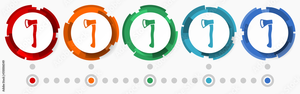 Fototapete Axe concept vector icon set, flat design pointers, infographic template