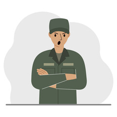Obraz premium The profession of a soldier. A man in military uniform. Army and military concept. Vector
