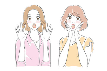 驚くきれいな女性　二人