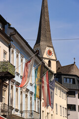 Bad Ischl; Blickwinkel in der Pfarrgasse mit Rathaus und Stadtpfarrkirche