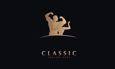 Fitness abstract icon silhouette vector monogram logo template