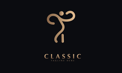 Fototapeta premium Fitness abstract icon silhouette vector monogram logo template