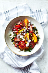 Mediterranean-style tomato sald with feta, red onion and capers