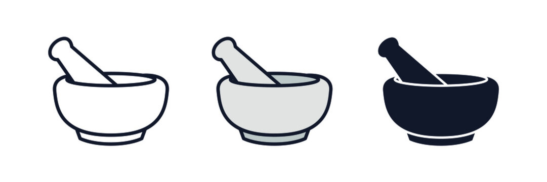 Premium Vector  Mortar and pestle icon logo vector design template