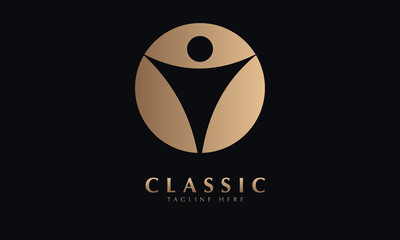 People abstract icon silhouette vector monogram logo template