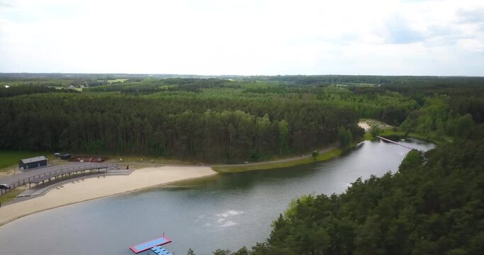 The Andrzejówka reservoir near Chmielnik. Sunny day