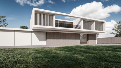 Fototapeta premium 3D Rendering Illustration Of Modern House 