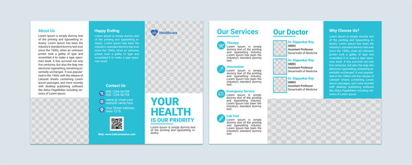Medical Trifold Brochure Design Template. Vector