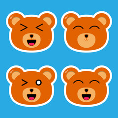 Obraz na płótnie Canvas Cute cartoon bear face emoticon set. Perfect for sending expressive messages on social media to friends, family and more or for use on stickers, t-shirts, masks, mugs, etc.