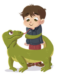 Illustration of a boy with a dragon by komodo