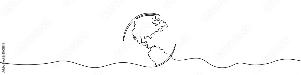 Canvas Prints one continuous line drawing of earth. vector illustration. earth globe one line background. drawing 