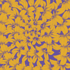 Naklejka na ściany i meble pattern,pattern,botany,botanical print,flowers,lilies,bells,forest flowers,garden flowers,delicate flowers,floristry,design