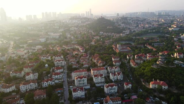 Aerial photography of Qingdao coastline scenery panorama