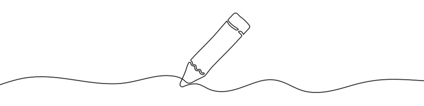 Continuous line drawing of pencil icon. Pencil linear icon. One line drawing background. Vector illustration. Pencil continuous line icon