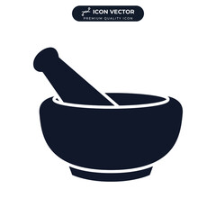 mortar and pestle icon symbol template for graphic and web design collection logo vector illustration
