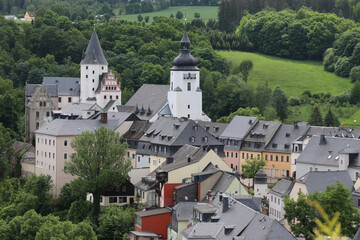 Fototapeta na wymiar Stadtpanorama Schwarzenberg, Erzgebirge