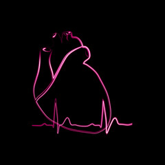 Vector illustration of human heart with neon effect.