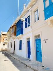 Fototapeta premium street in the town of Malta with traditional balcony