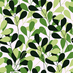 Seamless pattern with green leaves. botanical illustration