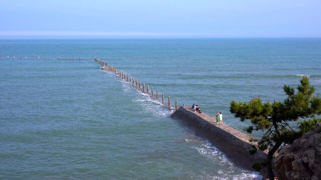 Aerial photography of Qingdao coastline scenery panorama