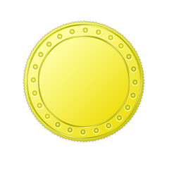 Realistic gold coin isolated on a white background