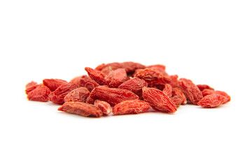 Dried goji berries isolated on white