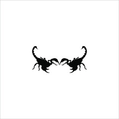 Pair of the Scorpio Silhouette for Art Illustration, Pictogram, Website, Logo or Graphic Design Element. Vector Illustration
