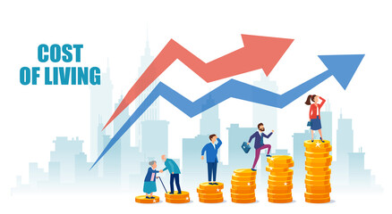 Cost of living increase and economy concept.