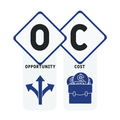 OC Opportunity Cost acronym. business concept background. vector illustration concept with keywords and icons. lettering illustration with icons for web banner, flyer, landing pag